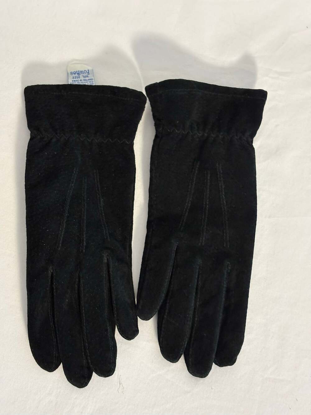 Fownes Vintage Black Suede Gloves Womens L Lined